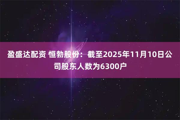盈盛达配资 恒勃股份：截至2025年11月10日公司股东人数为6300户